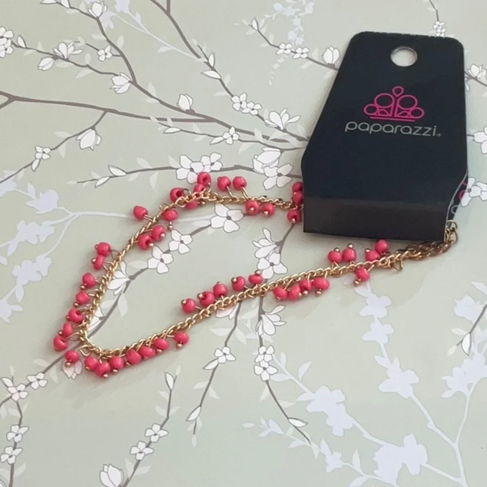 ❄️ Paparazzi | Pink and Gold Anklet Falling Blossoms Beach Bohemian